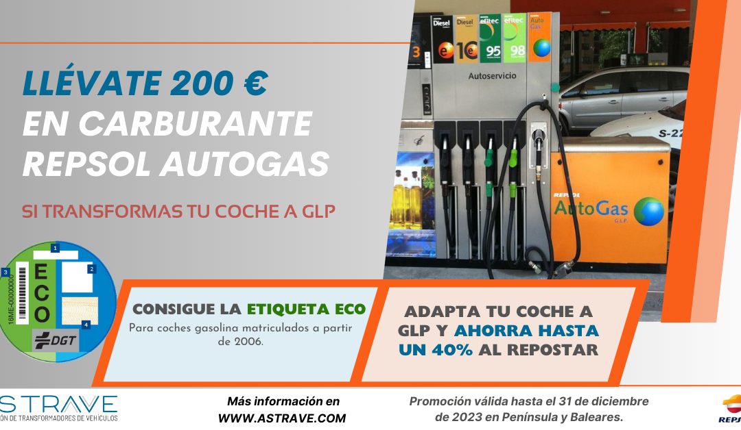 Transforma tu coche a GLP y llévate 200 € en carburante Repsol Autogas